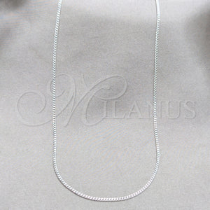 Pulsera Básica 03.420.0034.16 Plata Rodinada, Diseño de Cubana, Pulido, Tono Plateado (Calibre 0.40, Grosor 01.2 MM, 16 Pulgadas de Largo)
