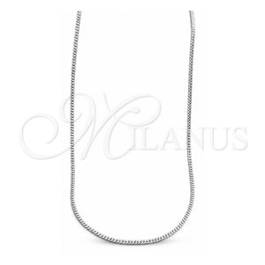 Pulsera Básica 03.420.0034.16 Plata Rodinada, Diseño de Cubana, Pulido, Tono Plateado (Calibre 0.40, Grosor 01.2 MM, 16 Pulgadas de Largo)