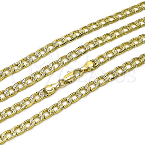Gargantilla Basica 04.213.0340.24 Oro Laminado, Diseño de Cubana Pave, Diamantado, Tono Dorado (Thickness, 24 Inches Length)