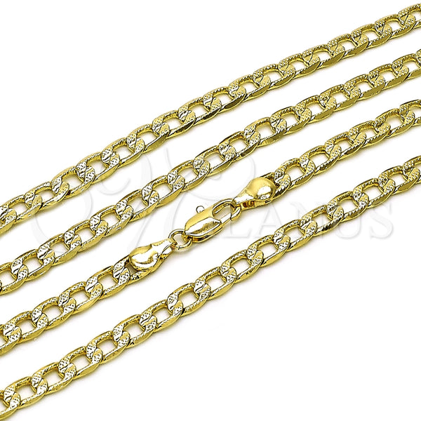 Gargantilla Basica 04.213.0340.24 Oro Laminado, Diseño de Cubana Pave, Diamantado, Tono Dorado (Thickness, 24 Inches Length)