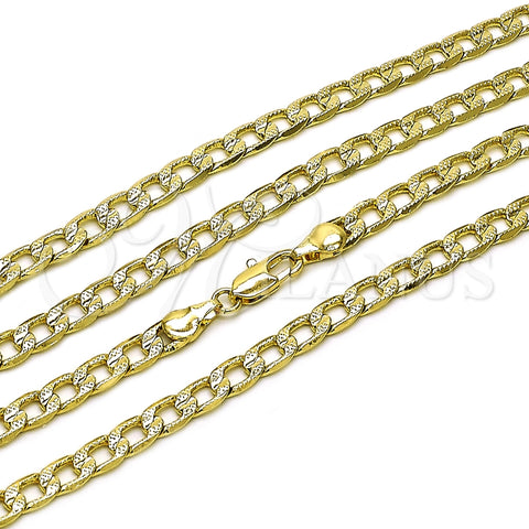 Gargantilla Basica 04.213.0340.24 Oro Laminado, Diseño de Cubana Pave, Diamantado, Tono Dorado (Thickness, 24 Inches Length)