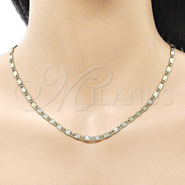 Gargantilla Basica 04.213.0343.24 Oro Laminado, Diseño de Mariner, Diamantado, Tono Dorado (Thickness, 24 Inches Length)