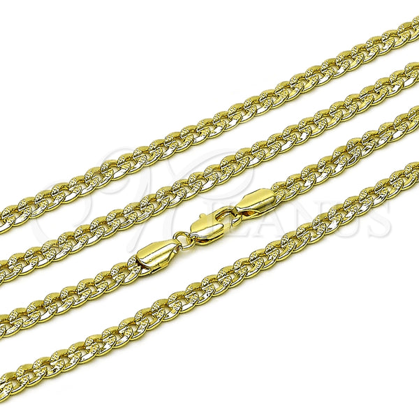 Gargantilla Basica 04.213.0344.24 Oro Laminado, Diseño de Cubana Concava, Pulido, Tono Dorado (Thickness, 24 Inches Length)