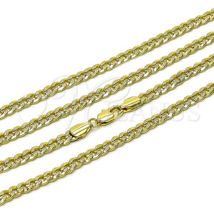 Gargantilla Basica 04.213.0344.24 Oro Laminado, Diseño de Cubana Concava, Pulido, Tono Dorado (Thickness, 24 Inches Length)