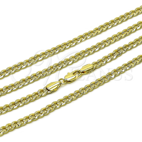 Gargantilla Basica 04.213.0344.24 Oro Laminado, Diseño de Cubana Concava, Pulido, Tono Dorado (Thickness, 24 Inches Length)