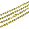 Gargantilla Basica 04.213.0344.24 Oro Laminado, Diseño de Cubana Concava, Pulido, Tono Dorado (Thickness, 24 Inches Length)