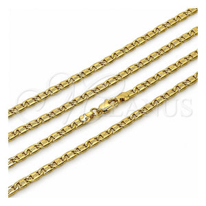 Gargantilla Basica 04.213.0346.24 Oro Laminado, Diseño de Mariner, Diamantado, Tono Dorado (Grosor 03.6 MM, 24 Pulgadas de Largo)