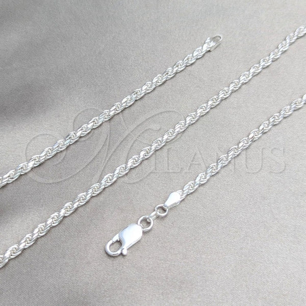Gargantilla Basica 04.420.0035.18 Plata Rodinada, Diseño de Rope, Pulido, Tono Plateado (Calibre 0.80, Grosor 03.6 MM, 18 Pulgadas de Largo)