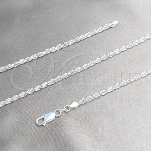 Gargantilla Basica 04.420.0036.22 Plata Rodinada, Diseño de Rope, Pulido, Tono Plateado (Calibre 0.70, Grosor 03.2 MM, 22 Pulgadas de Largo)