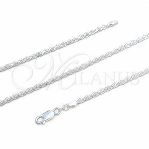 Gargantilla Basica 04.420.0036.20 Plata Rodinada, Diseño de Rope, Pulido, Tono Plateado (Calibre 0.70, Grosor 03.2 MM, 20 Pulgadas de Largo)