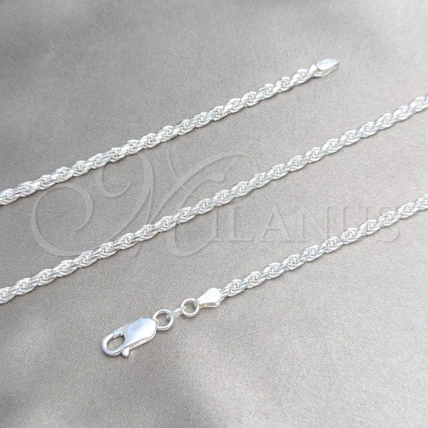 Gargantilla Basica 04.420.0036.18 Plata Rodinada, Diseño de Rope, Pulido, Tono Plateado (Calibre 0.70, Grosor 03.2 MM, 18 Pulgadas de Largo)
