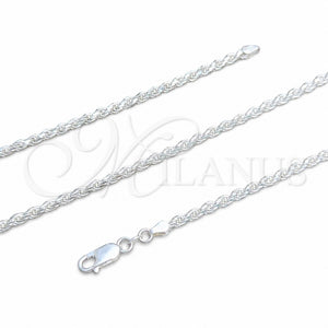 Gargantilla Basica 04.420.0036.18 Plata Rodinada, Diseño de Rope, Pulido, Tono Plateado (Calibre 0.70, Grosor 03.2 MM, 18 Pulgadas de Largo)