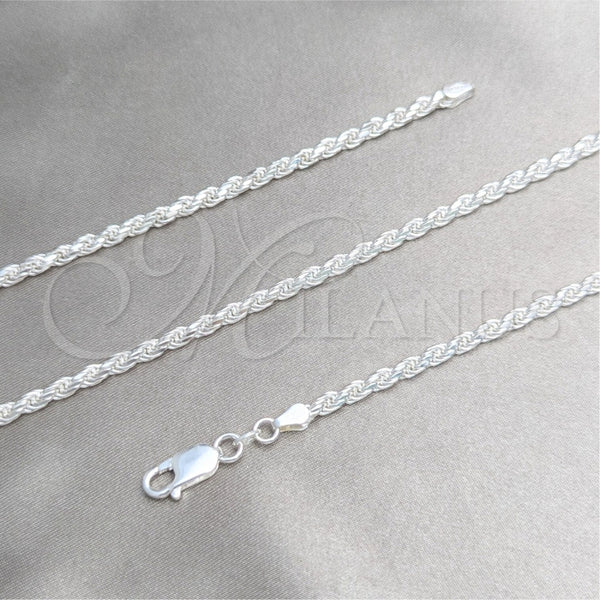 Gargantilla Basica 04.420.0037.18 Plata Rodinada, Diseño de Rope, Pulido, Tono Plateado (Calibre 0.60, Grosor 02.8 MM, 18 Pulgadas de Largo)