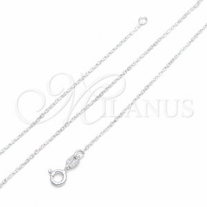 Gargantilla Basica 04.420.0039.16 Plata Rodinada, Diseño de Cable, Pulido, Tono Plateado (Calibre 0.25, Grosor 01 MM, 16 Pulgadas de Largo)