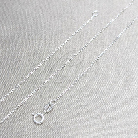 Gargantilla Basica 04.420.0039.16 Plata Rodinada, Diseño de Cable, Pulido, Tono Plateado (Calibre 0.25, Grosor 01 MM, 16 Pulgadas de Largo)