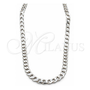 Gargantilla Basica 04.433.0001.26 Plata Rodinada, Diseño de Cubana, Pulido, Tono Plateado (Calibre 220, Grosor 09 MM, 26 Pulgadas de Largo)