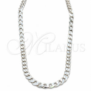 Gargantilla Basica 04.433.0001.26 Plata Rodinada, Diseño de Cubana, Pulido, Tono Plateado (Calibre 220, Grosor 09 MM, 26 Pulgadas de Largo)