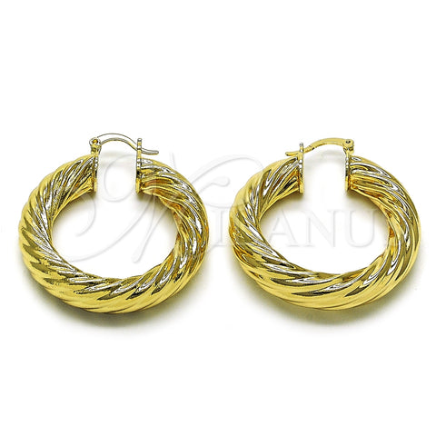 Argolla Mediana 02.163.0146.40 Oro Laminado, Diseño de Torcido y Hueco, Pulido, Tono Dorado
