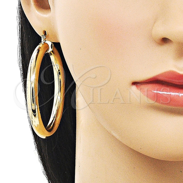 Argolla Grande 02.170.0088.55 Oro Laminado, Diseño de Hueco, Pulido, Tono Dorado
