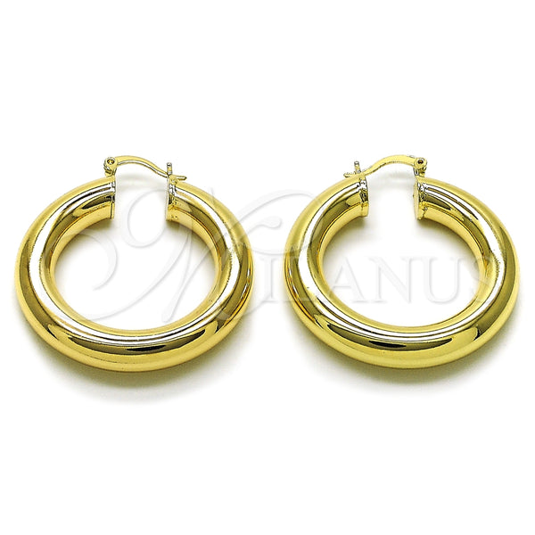 Argolla Mediana 02.163.0315.40 Oro Laminado, Diseño de Hueco, Pulido, Tono Dorado
