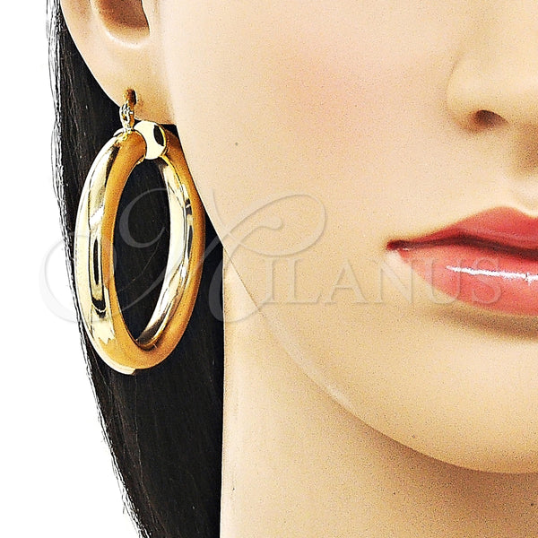 Argolla Grande 02.163.0315.50 Oro Laminado, Diseño de Hueco, Pulido, Tono Dorado