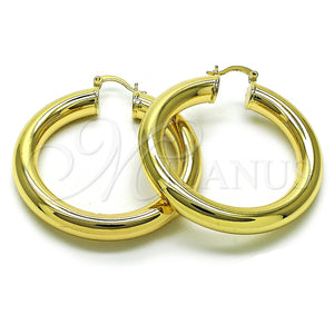 Argolla Grande 02.163.0315.50 Oro Laminado, Diseño de Hueco, Pulido, Tono Dorado