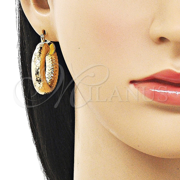 Argolla Mediana 02.163.0317.30 Oro Laminado, Diseño de Hueco, Diamantado, Tono Dorado