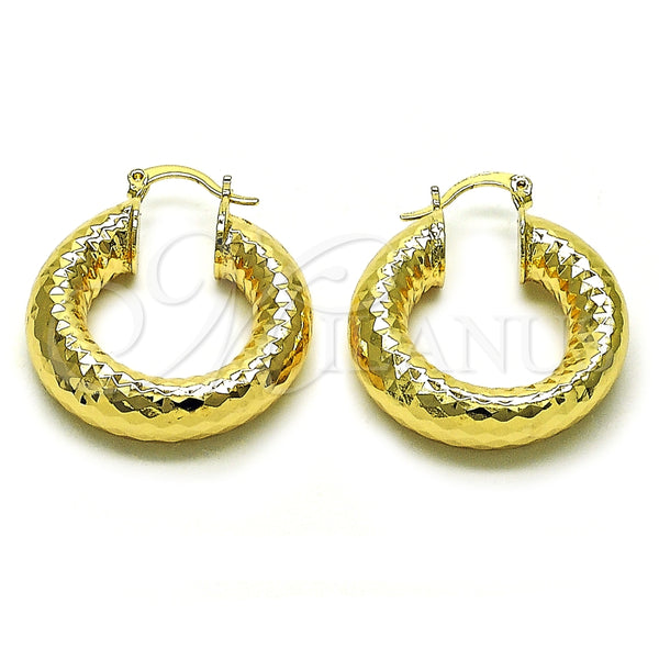 Argolla Mediana 02.163.0317.30 Oro Laminado, Diseño de Hueco, Diamantado, Tono Dorado
