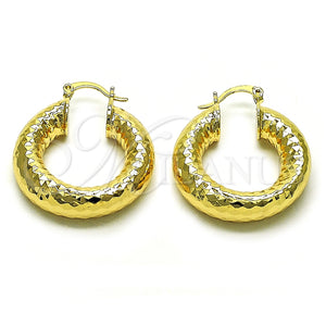Argolla Mediana 02.163.0317.30 Oro Laminado, Diseño de Hueco, Diamantado, Tono Dorado