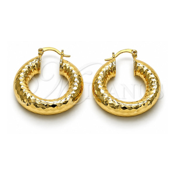 Argolla Mediana 02.163.0317.30 Oro Laminado, Diseño de Hueco, Diamantado, Tono Dorado
