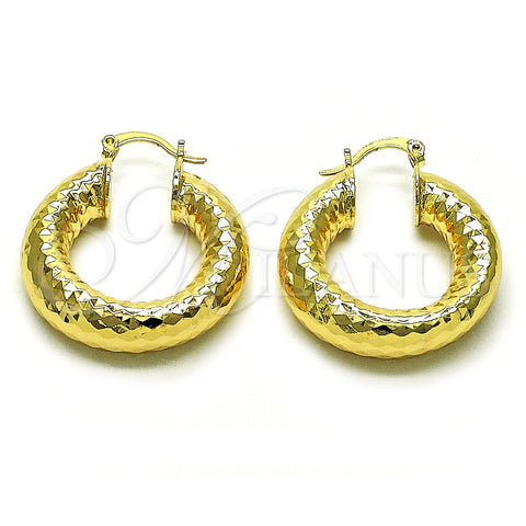 Argolla Mediana 02.163.0317.30 Oro Laminado, Diseño de Hueco, Diamantado, Tono Dorado