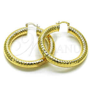 Argolla Grande 02.163.0317.50 Oro Laminado, Diseño de Hueco, Diamantado, Tono Dorado