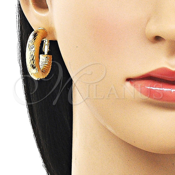 Argolla Mediana 02.163.0318.30 Oro Laminado, Diseño de Hueco, Diamantado, Tono Dorado