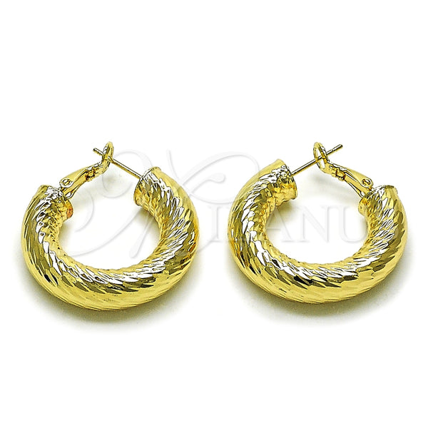 Argolla Mediana 02.163.0318.30 Oro Laminado, Diseño de Hueco, Diamantado, Tono Dorado