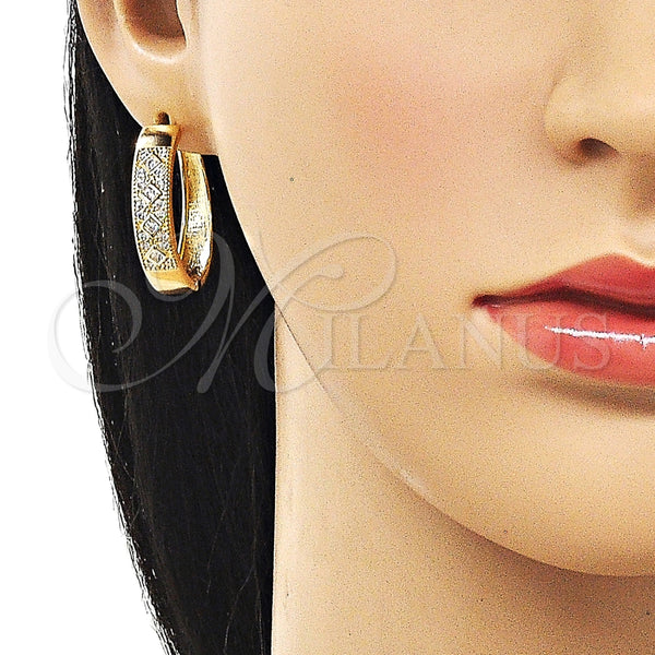 Argolla Huggie 02.210.0056.3.30 Oro Laminado, con Blanca Zirconia Cubica and Blanca Micro Pave, Pulido, Tono Dorado