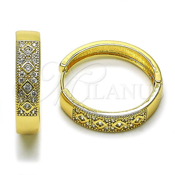 Argolla Huggie 02.210.0056.3.30 Oro Laminado, con Blanca Zirconia Cubica and Blanca Micro Pave, Pulido, Tono Dorado