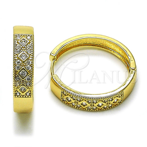 Argolla Huggie 02.210.0056.3.30 Oro Laminado, con Blanca Zirconia Cubica and Blanca Micro Pave, Pulido, Tono Dorado
