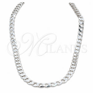 Gargantilla Basica 04.433.0002.1.24 Plata Rodinada, Diseño de Cubana, Pulido, Tono Plateado (Calibre 200, Grosor 08 MM, 24 Pulgadas de Largo)