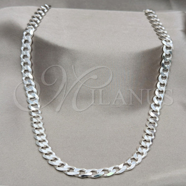 Gargantilla Basica 04.433.0002.1.24 Plata Rodinada, Diseño de Cubana, Pulido, Tono Plateado (Calibre 200, Grosor 08 MM, 24 Pulgadas de Largo)