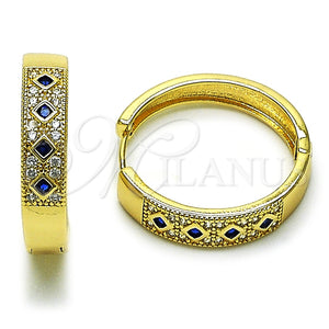 Argolla Huggie 02.210.0056.13.30 Oro Laminado, con Zafiro Azul Zirconia Cubica and Blanca Micro Pave, Pulido, Tono Dorado