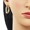 Argolla Huggie 02.210.0056.7.30 Oro Laminado, con Negro Zirconia Cubica and Blanca Micro Pave, Pulido, Tono Dorado