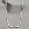Gargantilla Basica 04.433.0004.22 Plata Rodinada, Diseño de Cubana, Pulido, Tono Plateado (Calibre 180, Grosor 06.4 MM, 22 Pulgadas de Largo)