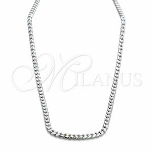 Gargantilla Basica 04.433.0005.24 Plata Rodinada, Diseño de Cubana, Pulido, Tono Plateado (Calibre 150, Grosor 06.1 MM, 24 Pulgadas de Largo)