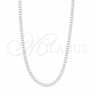 Gargantilla Basica 04.433.0007.16 Plata Rodinada, Diseño de Cubana, Pulido, Tono Plateado (Calibre 100, Grosor 03.9 MM, 16 Pulgadas de Largo)