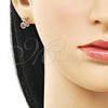 Arete Dormilona 02.344.0165 Oro Laminado, Diseño de Cereza, con Rubi and Verde Micro Pave, Pulido, Tono Dorado