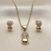Juego de Arete y Dije de Adulto 10.342.0220 Oro Laminado, Diseño de Bola y Infinito, con Micro Pave Blanca, Pulido, Tono Dorado