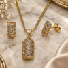 Juego de Arete y Dije de Adulto 10.342.0227 Oro Laminado, con Zirconia Cubica Blanca, Pulido, Tono Dorado