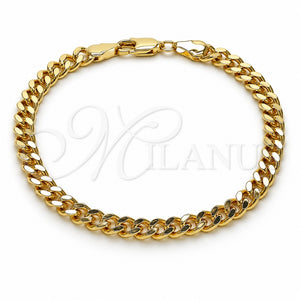 Pulsera Básica 04.213.0099.07 Oro Laminado, Diseño de Miami Cubana, Pulido, Tono Dorado (Calibre 140, Grosor 05 MM, 8 Pulgadas de Largo)