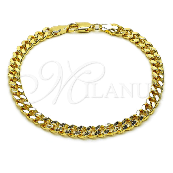 Pulsera Básica 04.213.0099.07 Oro Laminado, Diseño de Miami Cubana, Pulido, Tono Dorado (Calibre 140, Grosor 05 MM, 8 Pulgadas de Largo)