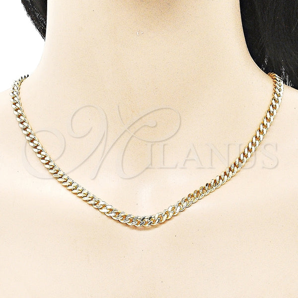 Gargantilla Basica 04.213.0099.20 Oro Laminado, Diseño de Miami Cubana, Pulido, Tono Dorado (140 Gauge, 05 MM Thickness, 20 Inches Length)